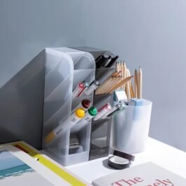 4 Grid Desktop Pen Cum Cosmetic Holder (Random Color)