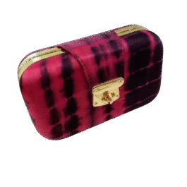 Boho Tie & Dye Evening Metal Clutch Maroon & Black