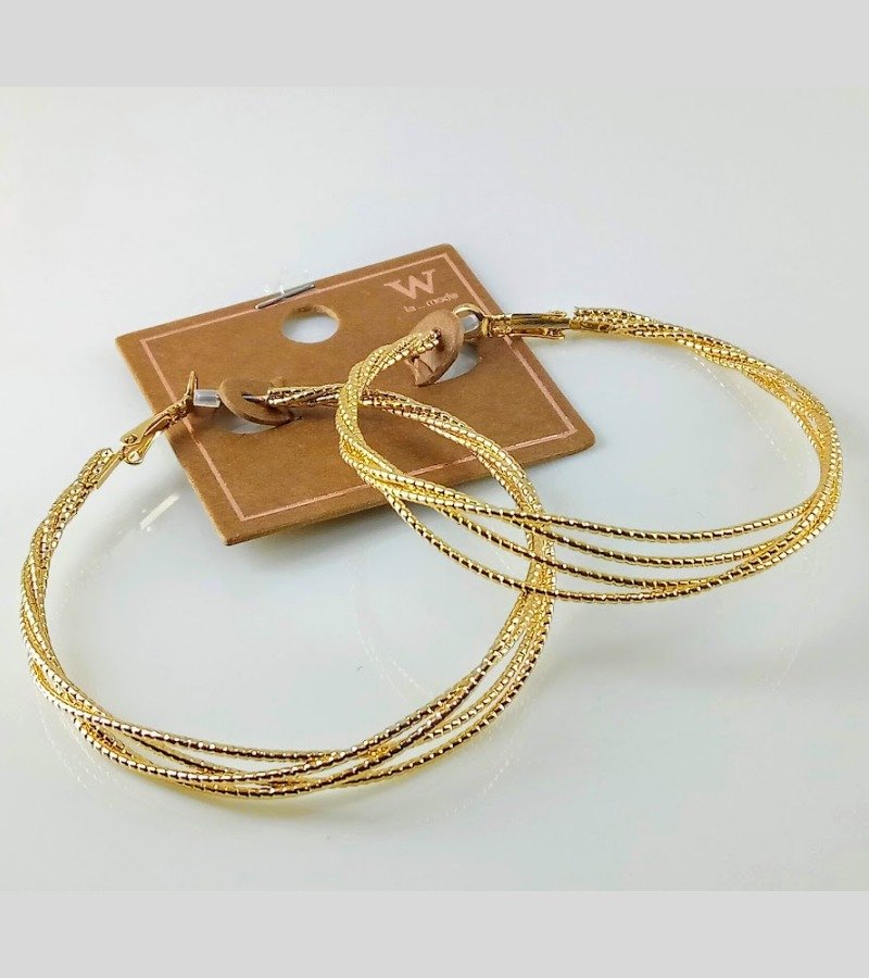 Gold Tone Large Twisted Hoop Earrings