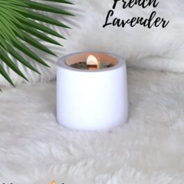 Soy Candle in Cement Pot with Wooden Wick French Lavender