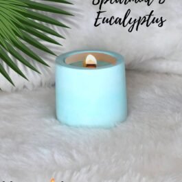 Soy Candle in Cement Pot with Wooden Wick Eucalyptus & Spearmint