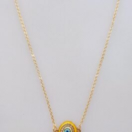 Evil Eye Asymmetric Necklace With Crystals Yellow