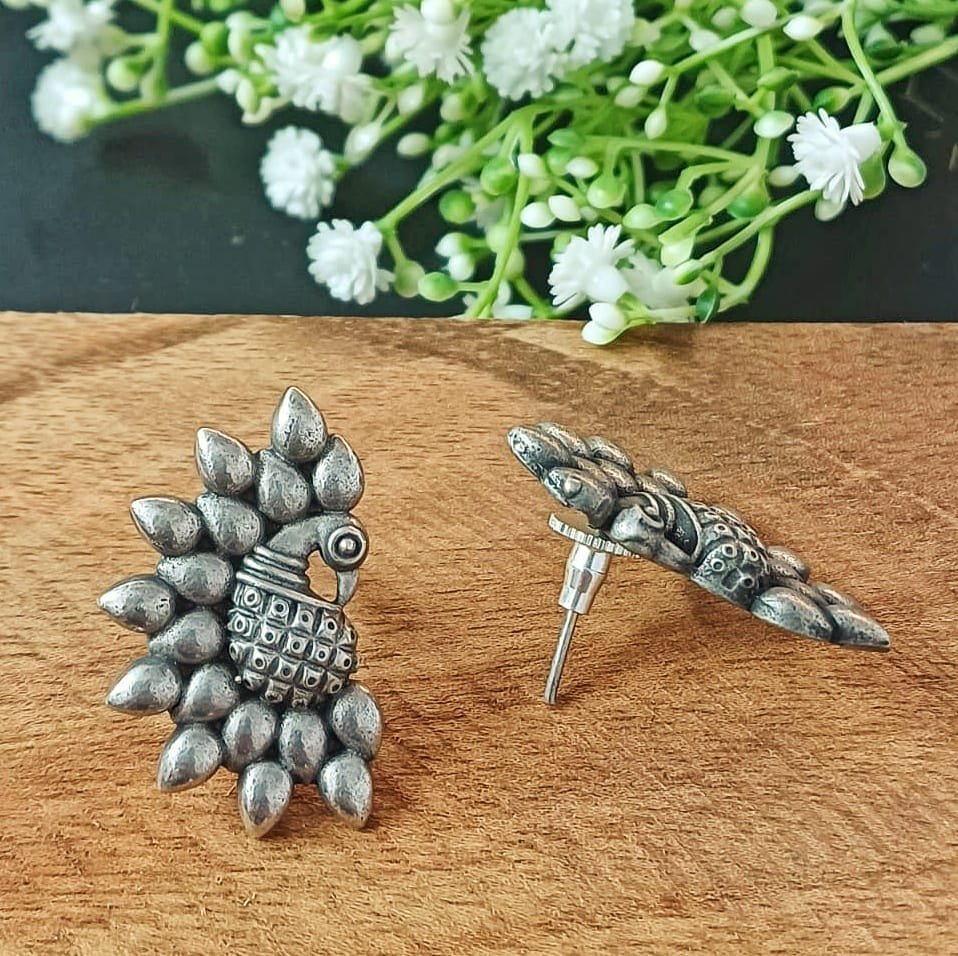 Sarang - Peacock Stud Earrings - Image 2