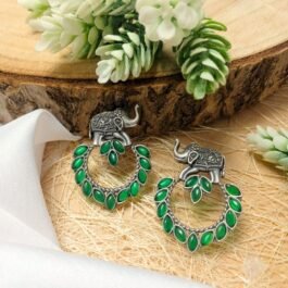 Danti Elephant Earrings with Emerald Stones