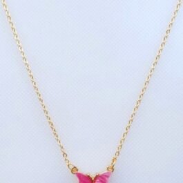 Pink Butterfly Charm with Gold Chain