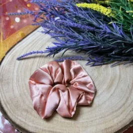 Satin Scrunchies – Gold, Green & Pink (Set of 3)