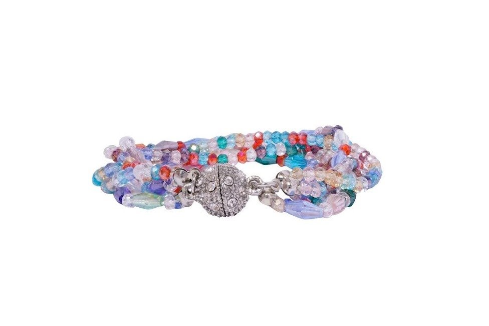 Rainbow Prism Charm Bracelet with Multicolour Faceted Beads